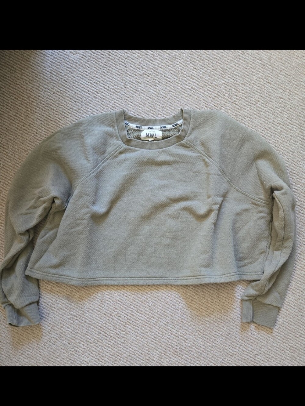 Madewell MWL Olive Cropped Crewneck Sweatshirt S